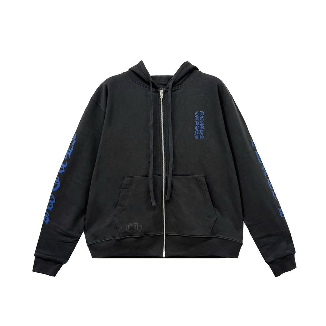 Chrome Hearts Blue Script Thermal Zip Up Hoodie - SHENGLI ROAD MARKET