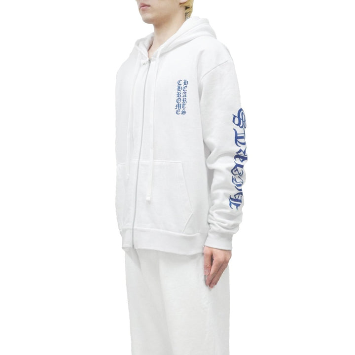 Chrome Hearts Blue Scroll White Zip Up Hoodie - SHENGLI ROAD MARKET