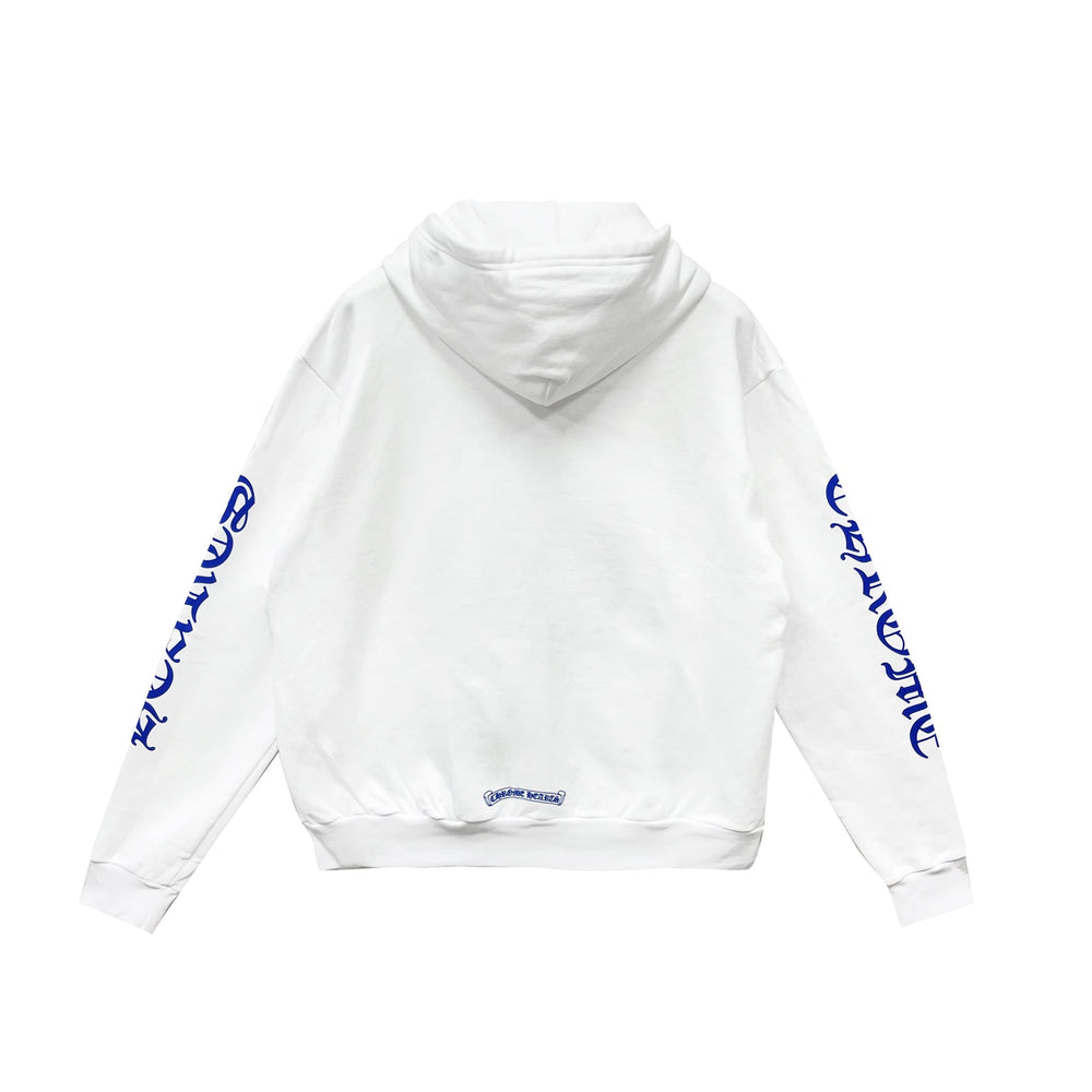 Chrome Hearts Blue Scroll White Zip Up Hoodie - SHENGLI ROAD MARKET