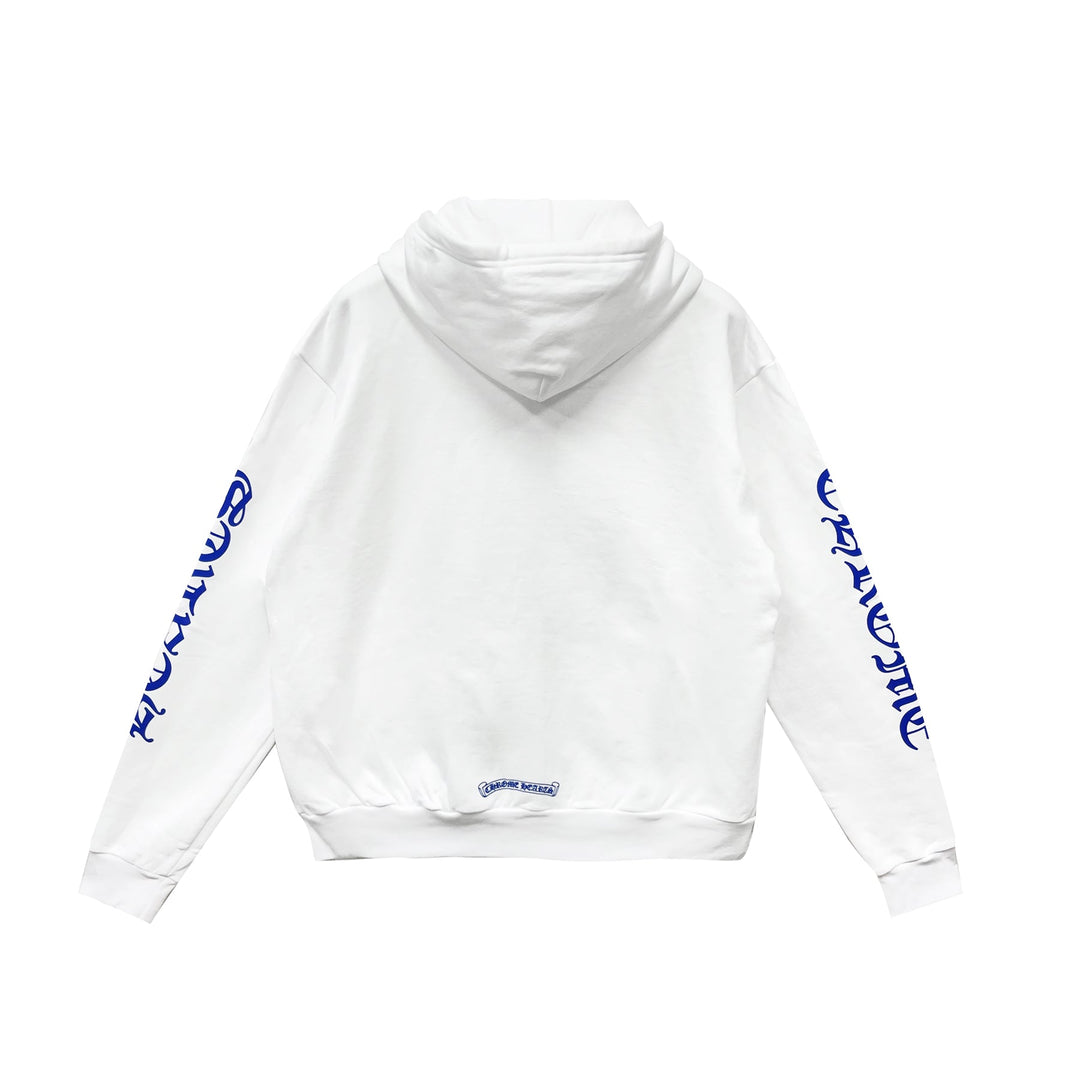 Chrome Hearts Blue Scroll White Zip Up Hoodie - SHENGLI ROAD MARKET