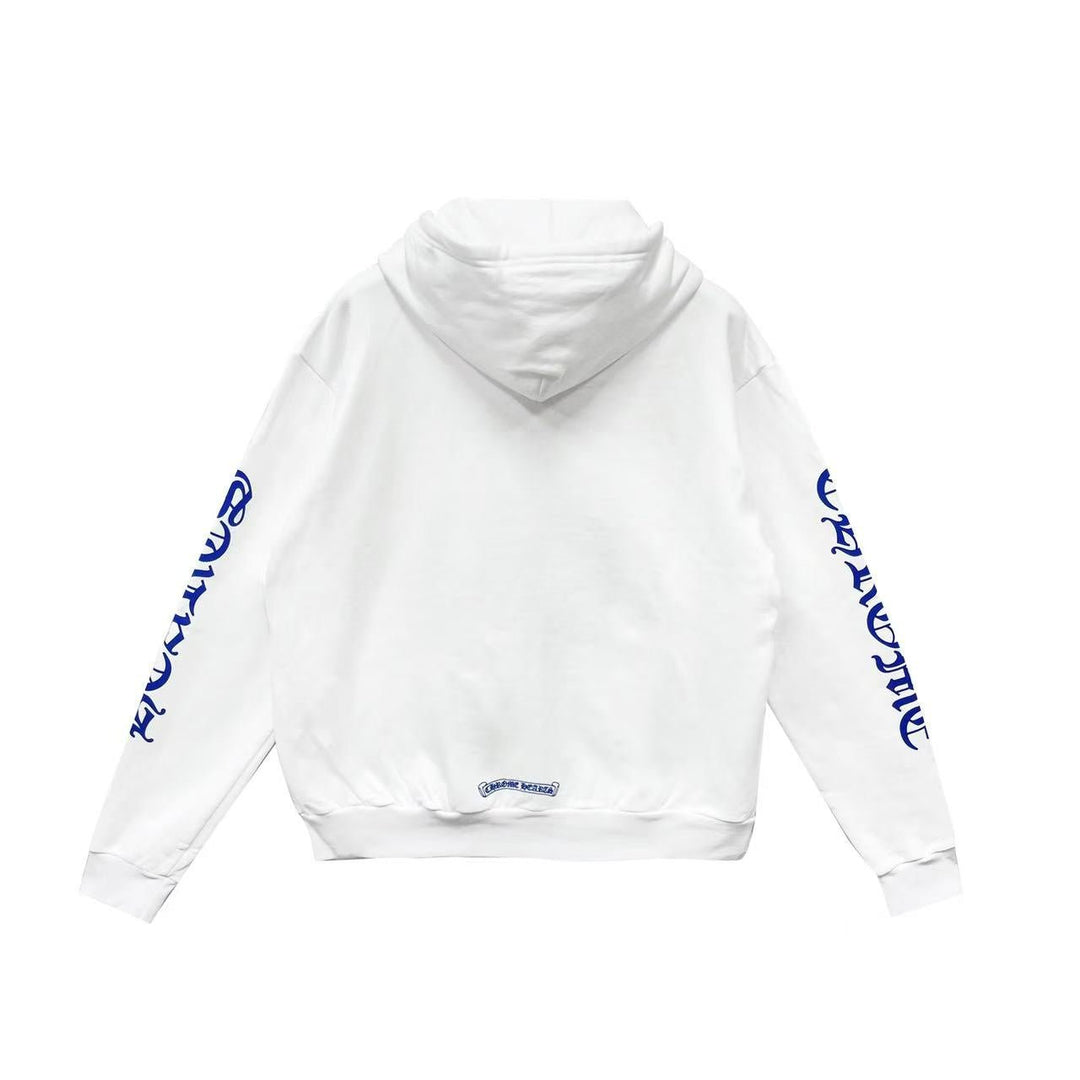 Chrome Hearts Blue Scroll White Zip Up Hoodie - SHENGLI ROAD MARKET