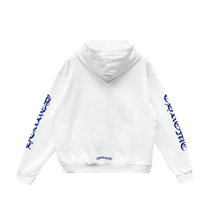Chrome Hearts Blue Scroll White Zip Up Hoodie - SHENGLI ROAD MARKET