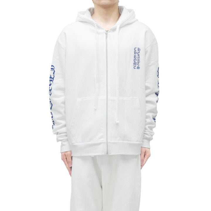 Chrome Hearts Blue Scroll White Zip Up Hoodie - SHENGLI ROAD MARKET