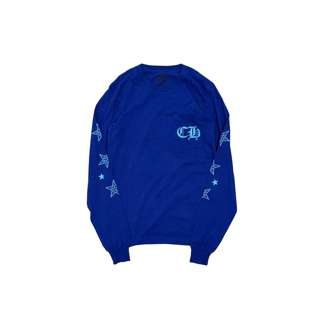 Chrome Hearts Blue Star Logo With Pocket Long Sleeve Tee - SHENGLI ROAD MARKET