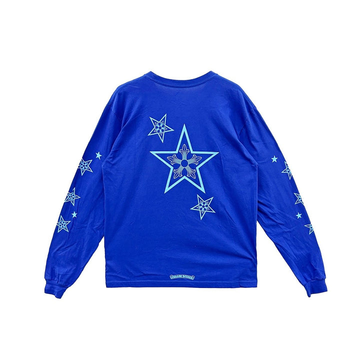 Chrome Hearts Blue Star Logo With Pocket Long Sleeve Tee - SHENGLI ROAD MARKET