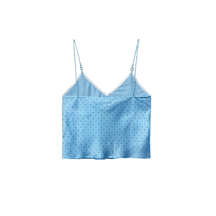 Chrome Hearts Blue Tonal Monogram Cross Pattern Silk Tanktop