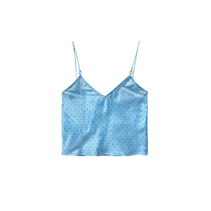 Chrome Hearts Blue Tonal Monogram Cross Pattern Silk Tanktop