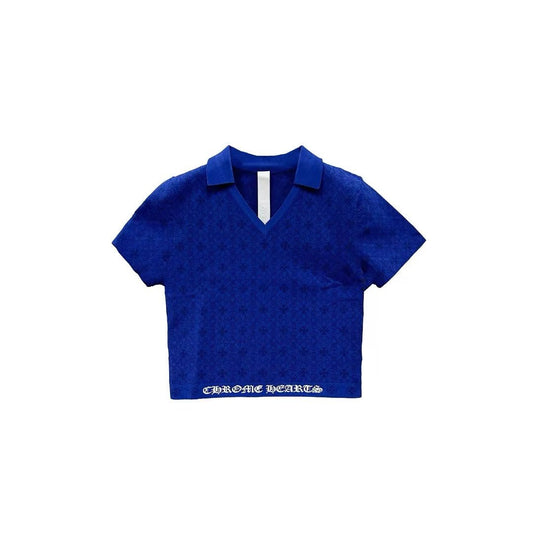 Chrome Hearts Blue Tonal Monogram Knit Short Sleeve Tee - SHENGLI ROAD MARKET