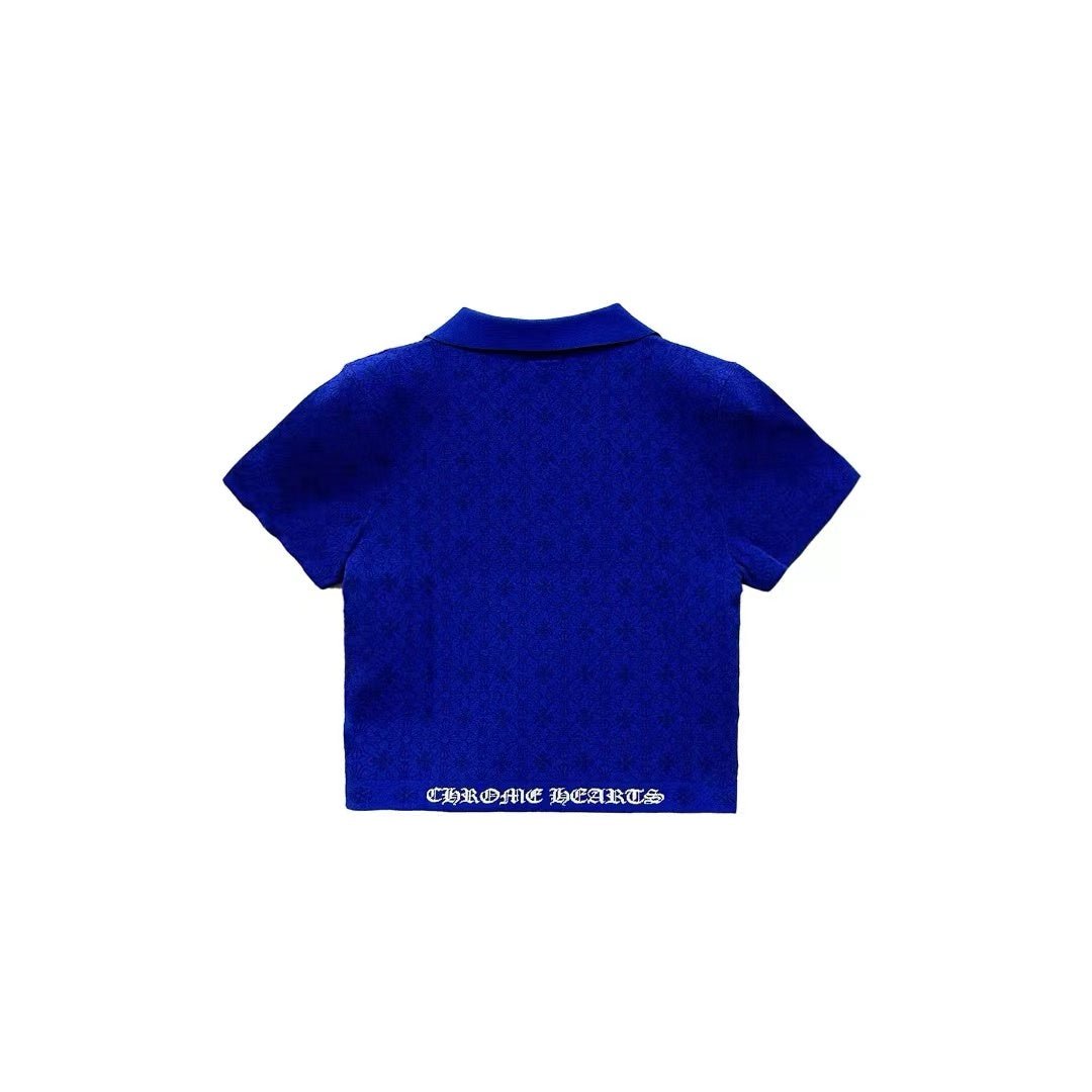 Chrome Hearts Blue Tonal Monogram Knit Short Sleeve Tee - SHENGLI ROAD MARKET