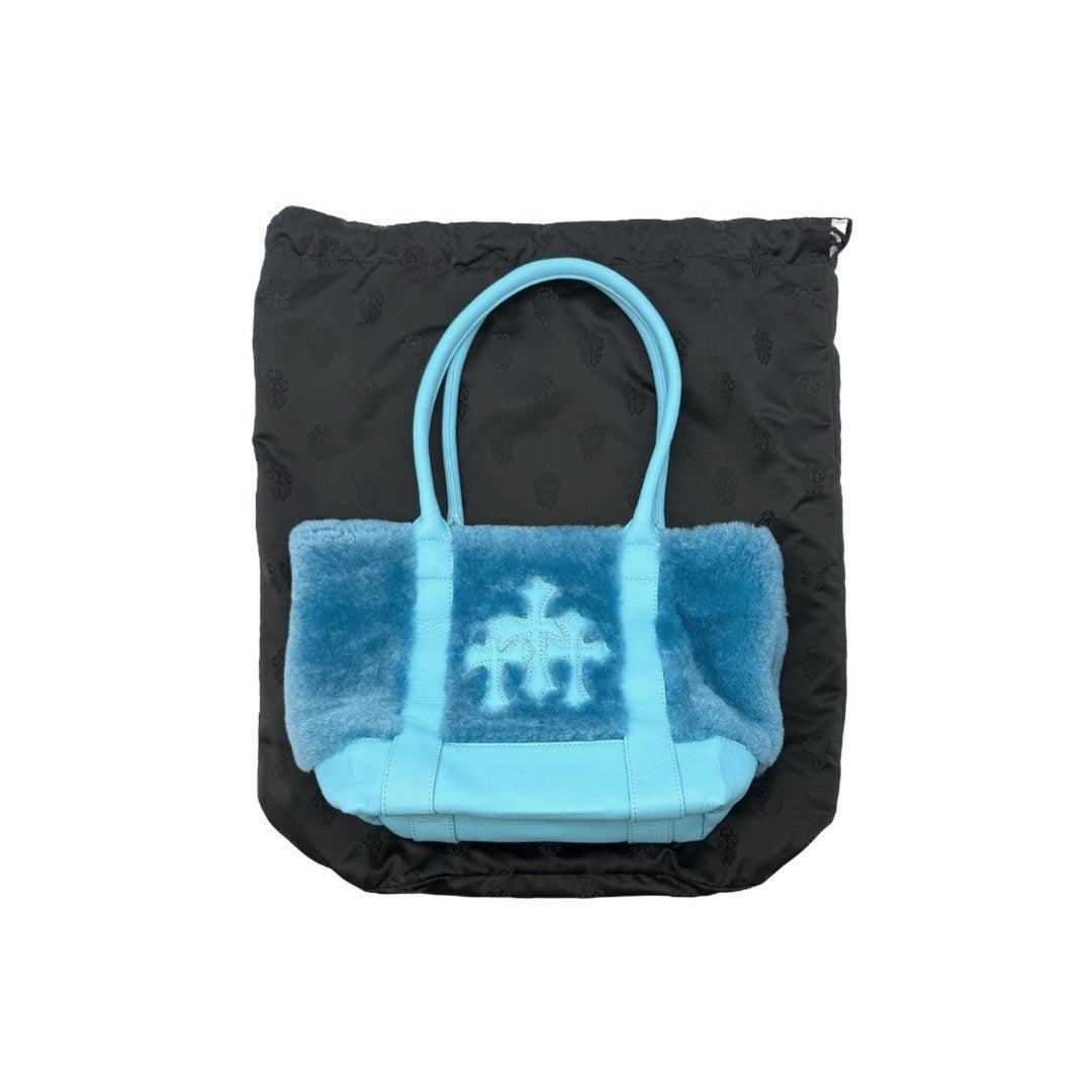 Chrome Hearts Blue Triple Cross Patch Fur Tote Bag - SHENGLI ROAD MARKET