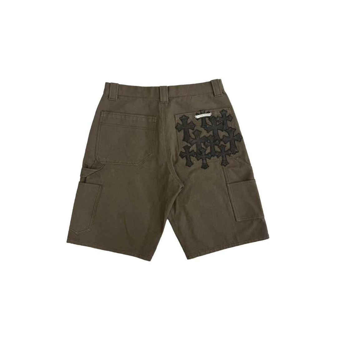 Chrome Hearts Brown Cross Leather Patch Shorts - SHENGLI ROAD MARKET