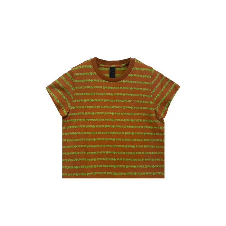 Chrome Hearts Brown＆Green Stripe Women`s Short Sleeve Tee - SHENGLI ROAD MARKET