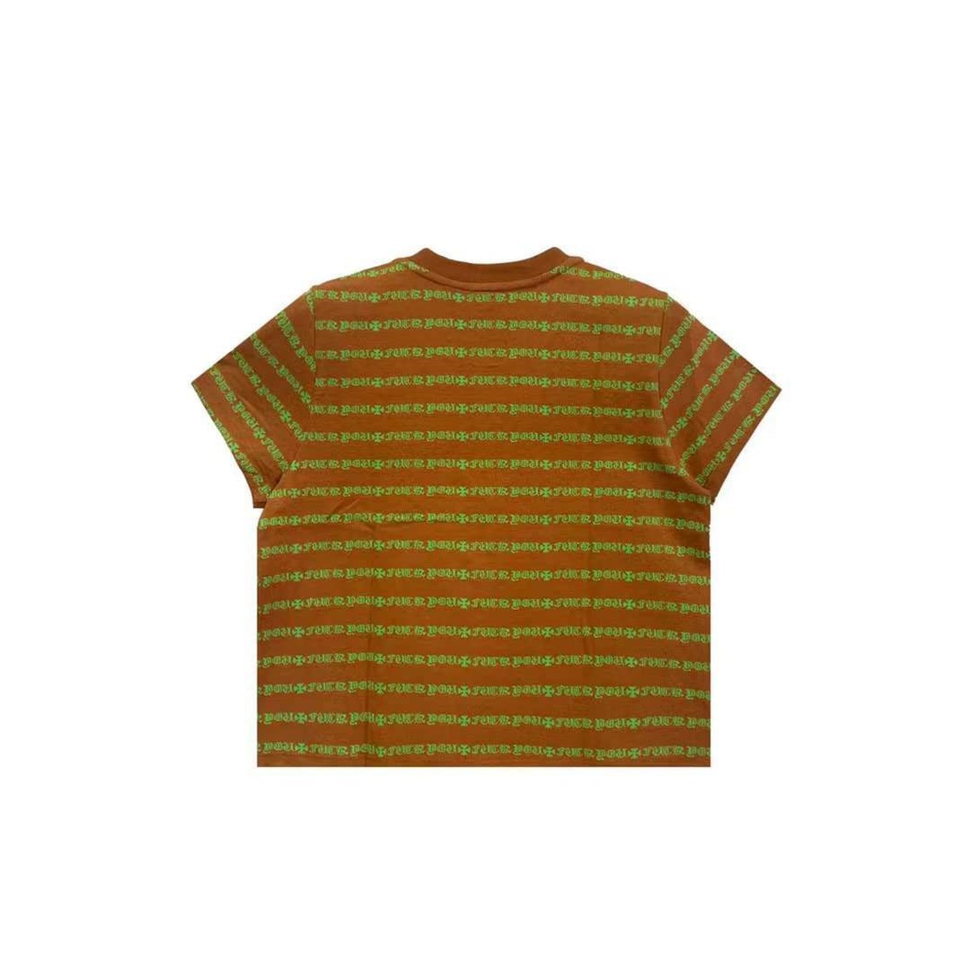 Chrome Hearts Brown＆Green Stripe Women`s Short Sleeve Tee - SHENGLI ROAD MARKET