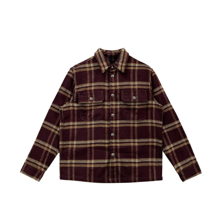 Chrome Hearts Burgundy Work Dog Flannel Shirt - SHENGLI ROAD MARKET