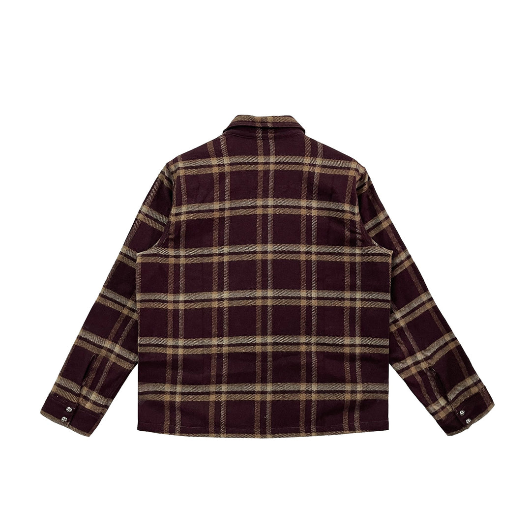Chrome Hearts Burgundy Work Dog Flannel Shirt - SHENGLI ROAD MARKET