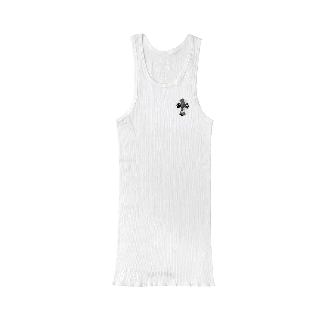 Chrome Hearts Camouflage Beaded Cross Patch White Tank Top - SHENGLI ROAD MARKET