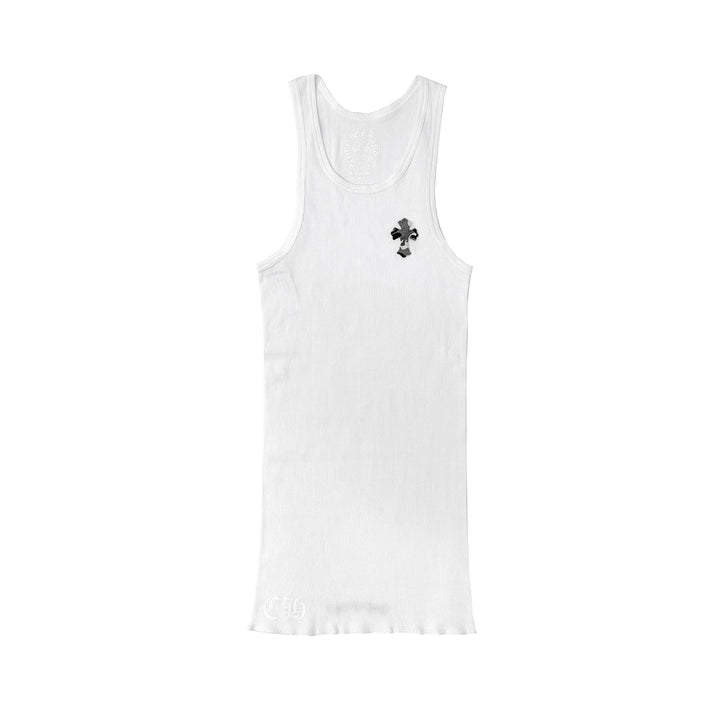 Chrome Hearts Camouflage Beaded Cross Patch White Tank Top - SHENGLI ROAD MARKET