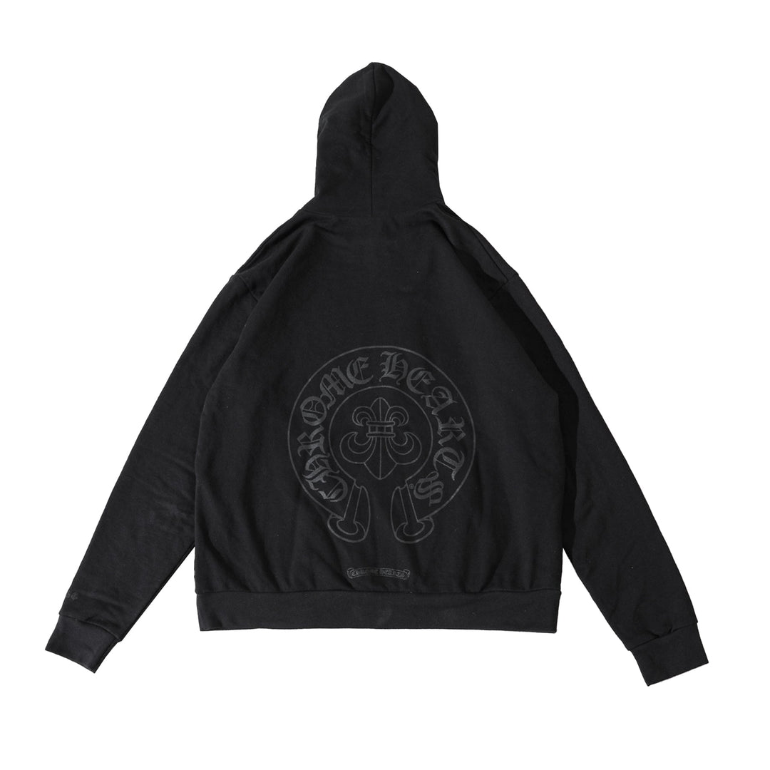 Chrome Hearts Cannes Exclusive Fleur De Lis Horseshoe Black Pullover Hoodie - SHENGLI ROAD MARKET
