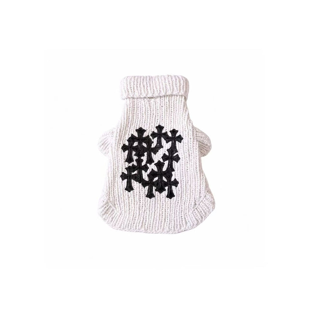 Chrome Hearts Cashmere Black Patent Leather Cross Pet Sweater - SHENGLI ROAD MARKET