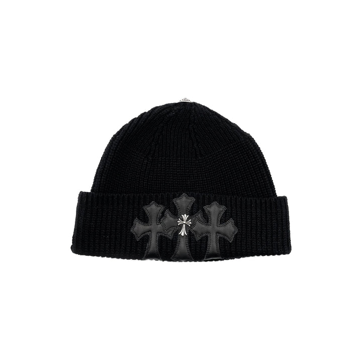 Chrome Hearts Cashmere Black Triple Cross Patch Beanie - SHENGLI ROAD MARKET