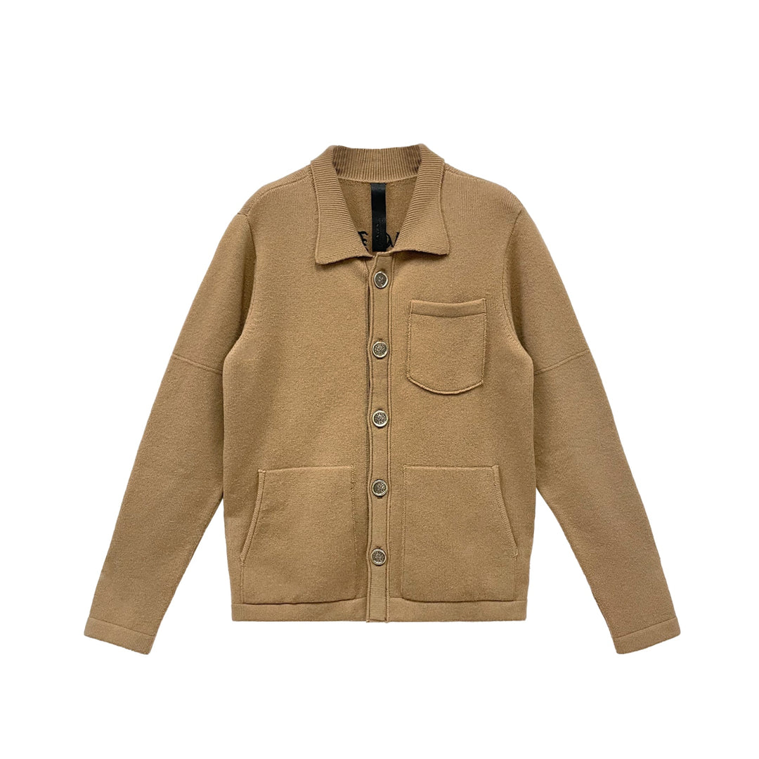 Chrome Hearts Cashmere Brown Triple Cross Patch Cardigan - SHENGLI ROAD MARKET