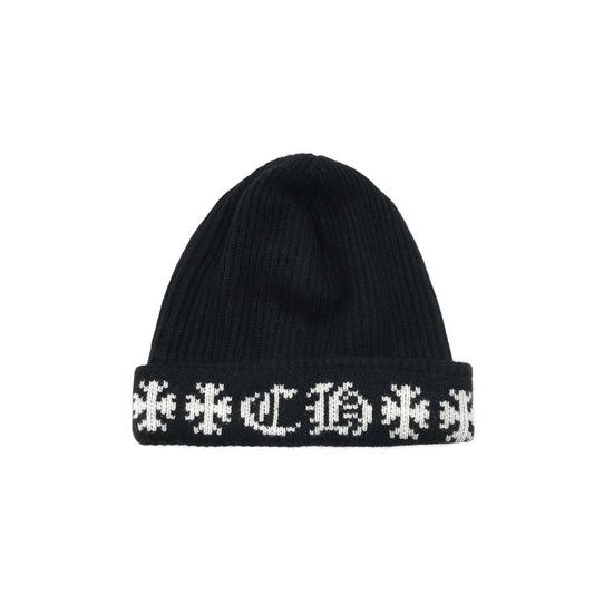 Chrome Hearts Cashmere CH Cross LOGO Black Beanie - SHENGLI ROAD MARKET