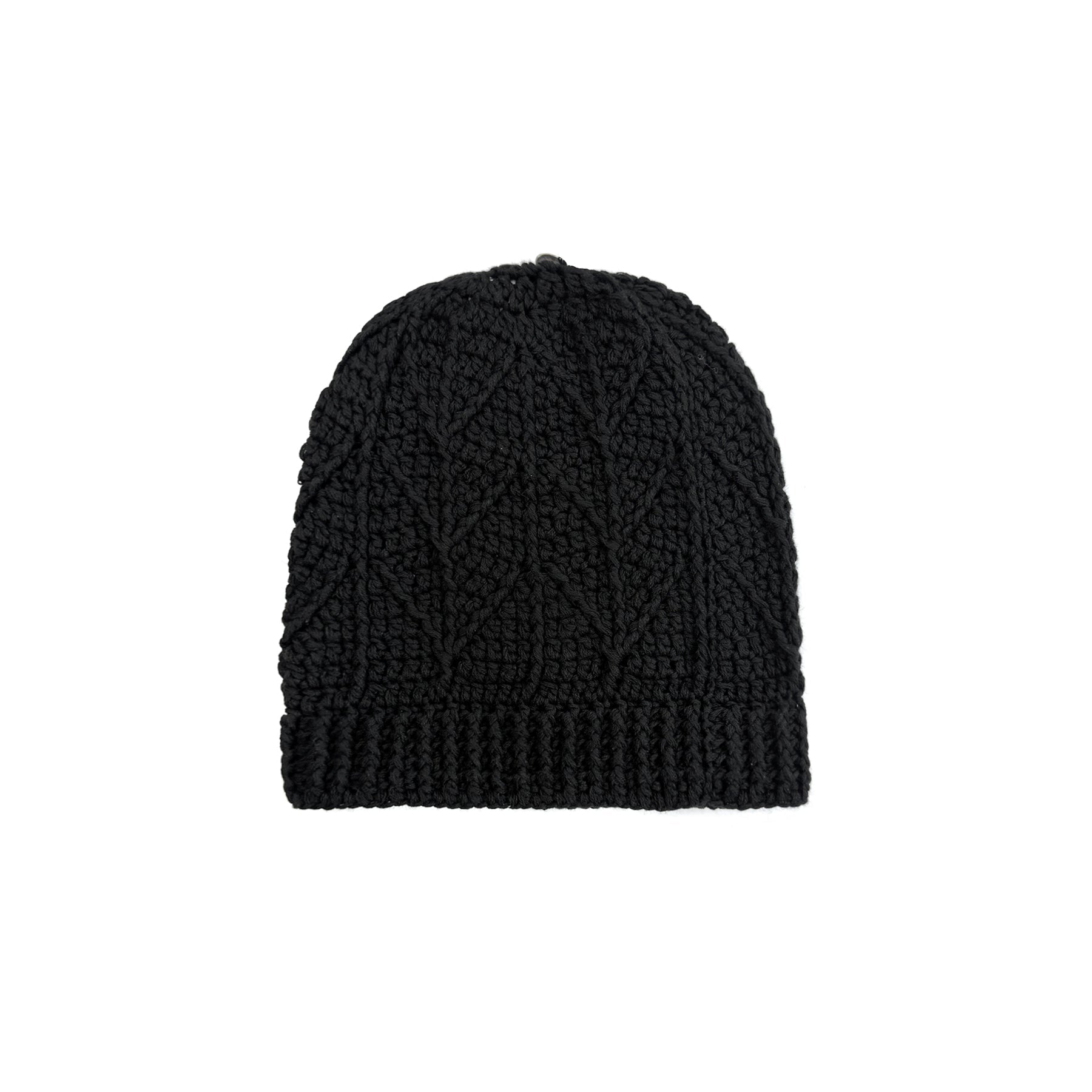 Chrome Hearts Cashmere Cross Leather Patch Black Beanie - SRM