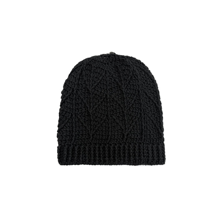 Chrome Hearts Cashmere Cross Leather Patch Black Beanie - SHENGLI ROAD MARKET