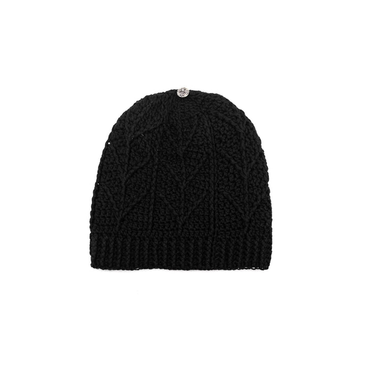Chrome Hearts Cashmere Cross Leather Patch Black Beanie - SHENGLI ROAD MARKET