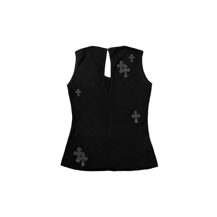Chrome Hearts Cashmere Cross Patch Black Tank Top - SHENGLI ROAD MARKET