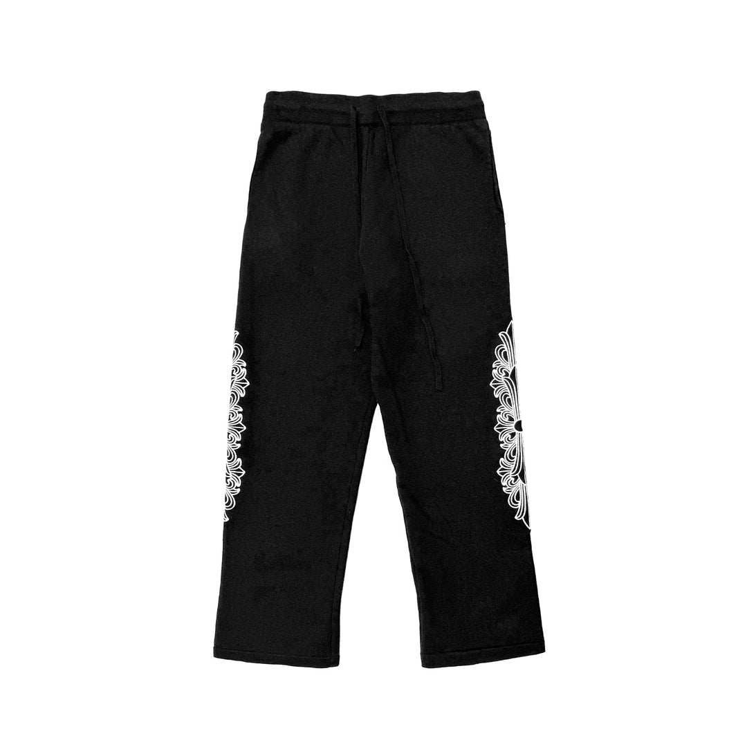 Chrome Hearts Cashmere Embroidered Floral Black Sweatpants - SHENGLI ROAD MARKET