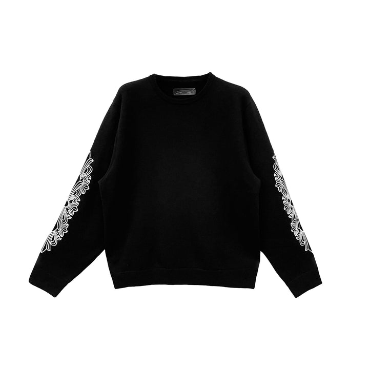 Chrome Hearts Cashmere Embroidered Floral Sleeve Black Sweater - SHENGLI ROAD MARKET