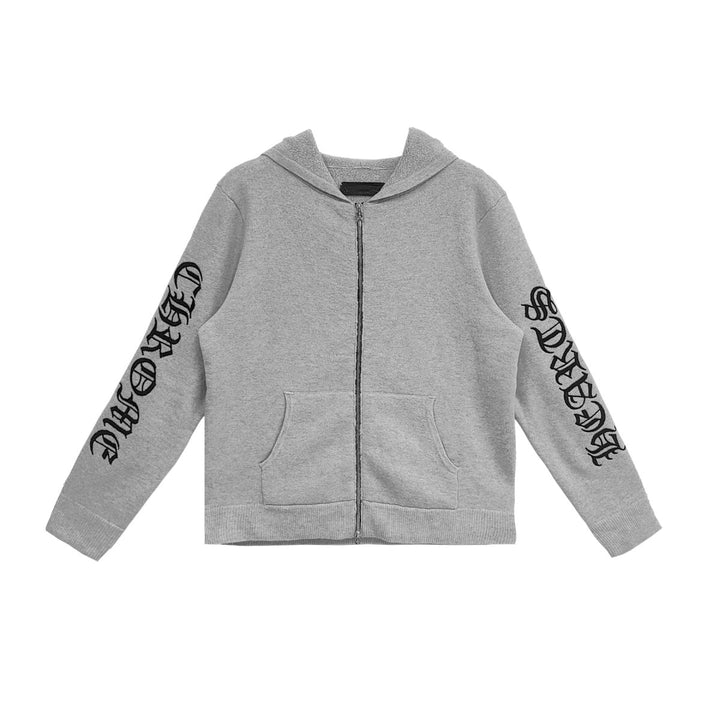 Chrome Hearts Cashmere Embroidered Grey Sweater Zip Up Hoodie - SHENGLI ROAD MARKET