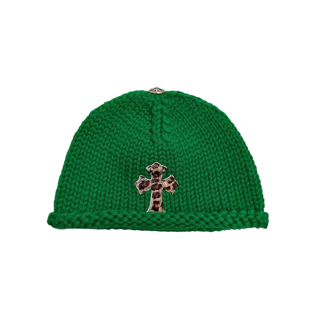 Chrome Hearts Cashmere Leopard Cross Patch Beanie - SHENGLI ROAD MARKET