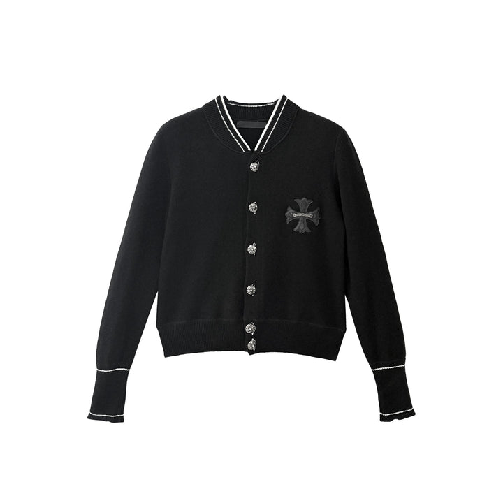 Chrome Hearts Cashmere Plus Cross Patch Black Cardigan - SHENGLI ROAD MARKET