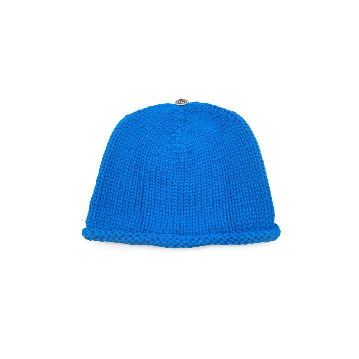 Chrome Hearts Cashmere Purple Cross Leather Patch Blue Beanie - SHENGLI ROAD MARKET