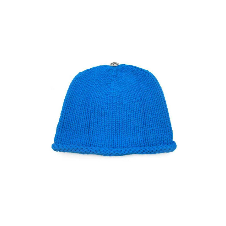 Chrome Hearts Cashmere Purple Cross Leather Patch Blue Beanie - SHENGLI ROAD MARKET