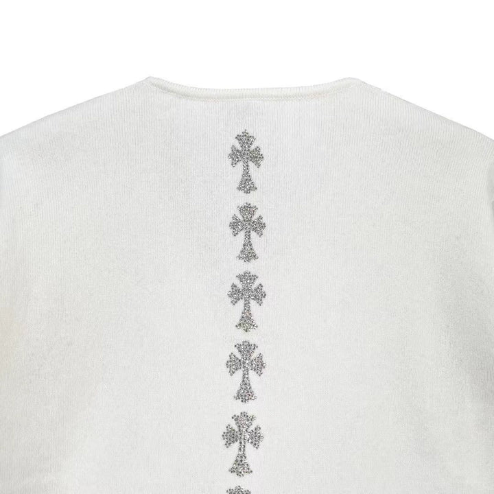 Chrome Hearts Cashmere Rhinestone Cross Cardigan Sweater - SHENGLI ROAD MARKET