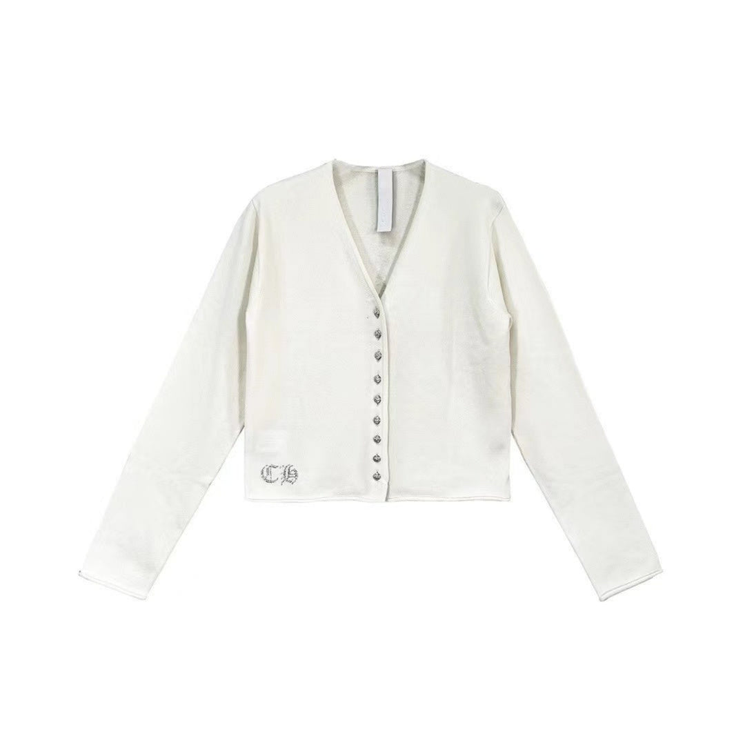 Chrome Hearts Cashmere Rhinestone Cross Cardigan Sweater - SHENGLI ROAD MARKET