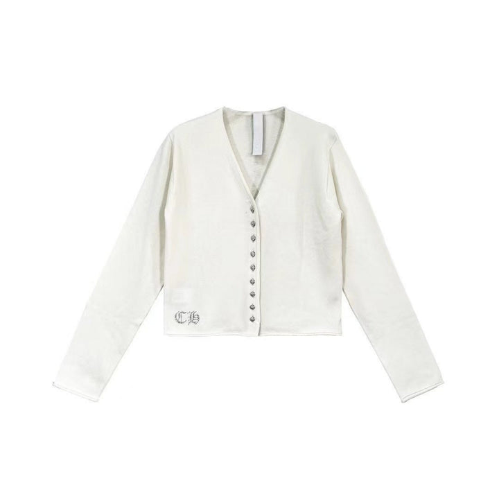 Chrome Hearts Cashmere Rhinestone Cross Cardigan Sweater - SHENGLI ROAD MARKET