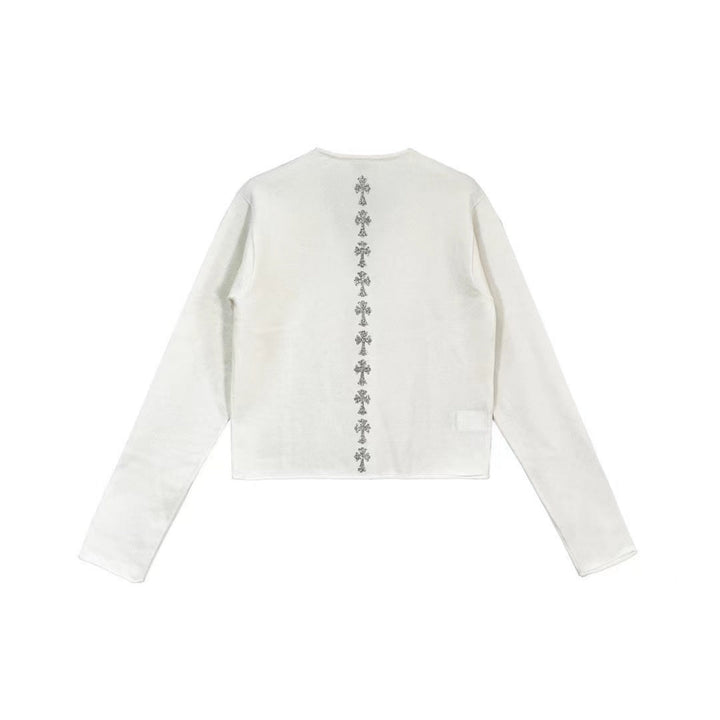 Chrome Hearts Cashmere Rhinestone Cross Cardigan Sweater - SHENGLI ROAD MARKET