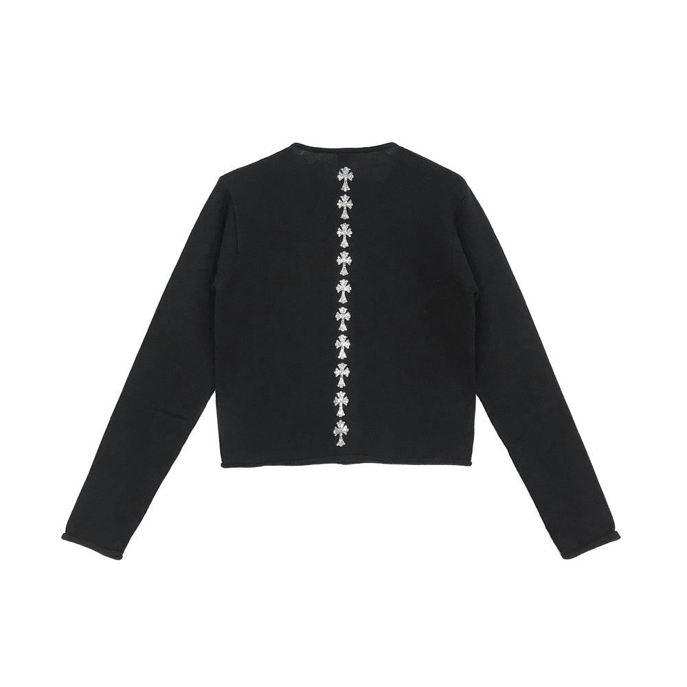 Chrome Hearts Cashmere Rhinestone Cross Cropped Cardigan - SHENGLI ROAD MARKET