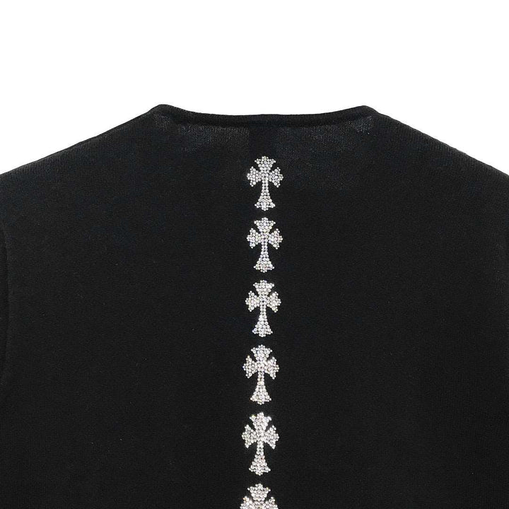 Chrome Hearts Cashmere Rhinestone Cross Cropped Cardigan - SHENGLI ROAD MARKET