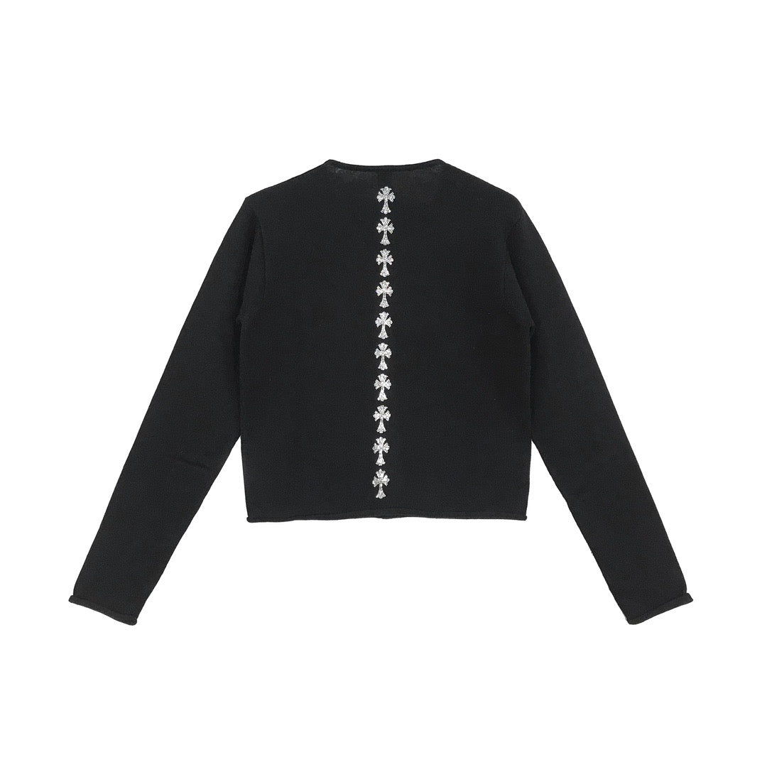 Chrome Hearts Cashmere Rhinestone Cross Cropped Cardigan - SHENGLI ROAD MARKET