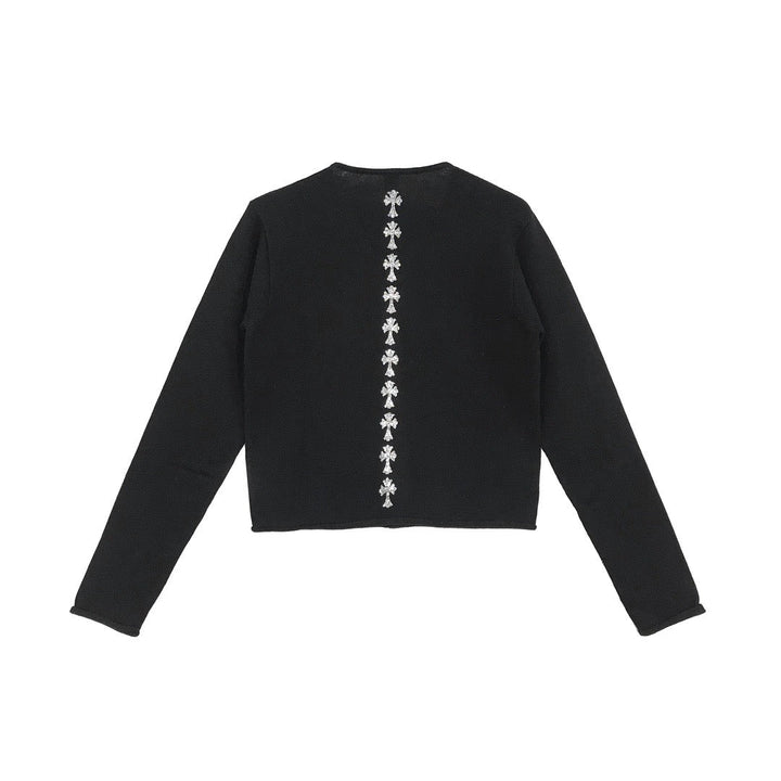 Chrome Hearts Cashmere Rhinestone Cross Cropped Cardigan - SHENGLI ROAD MARKET