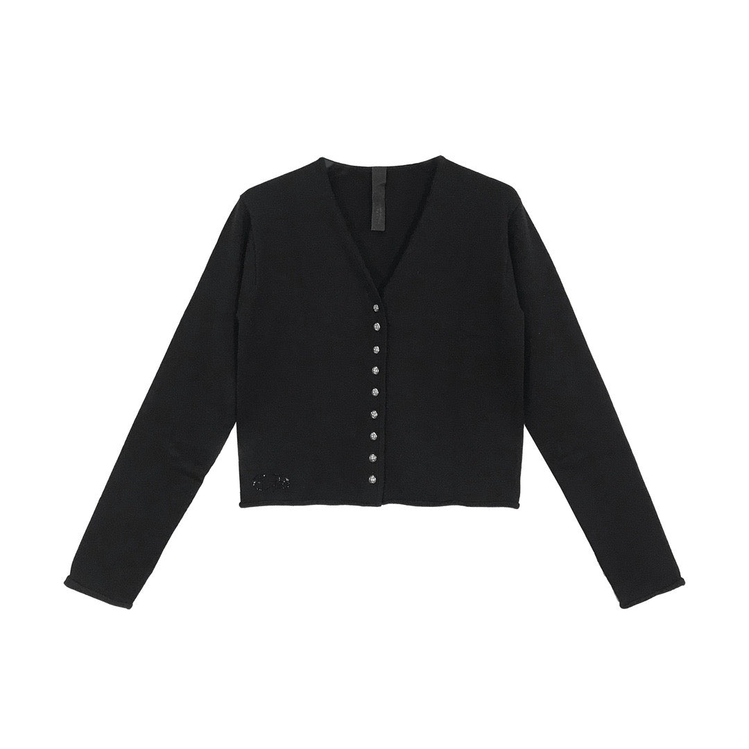 Chrome Hearts Cashmere Rhinestone Cross Cropped Cardigan - SHENGLI ROAD MARKET