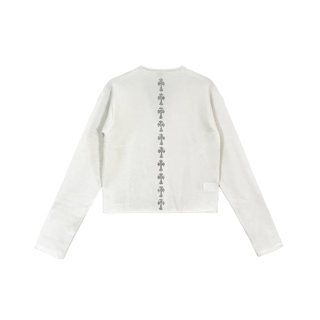 Chrome Hearts Cashmere Rhinestone Cross Cropped Sweatshirt - SHENGLI ROAD MARKET