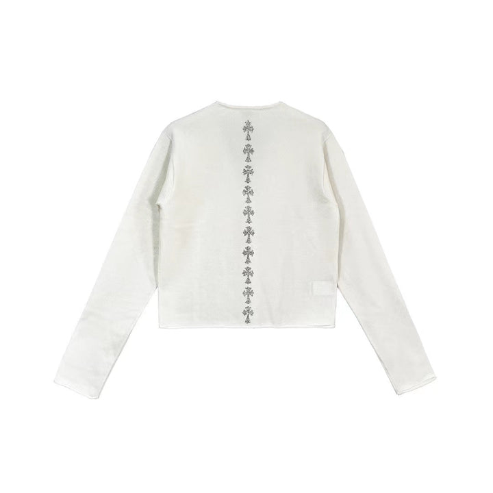 Chrome Hearts Cashmere Rhinestone Cross Cropped Sweatshirt - SHENGLI ROAD MARKET