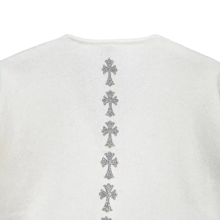 Chrome Hearts Cashmere Rhinestone Cross Cropped Sweatshirt - SHENGLI ROAD MARKET