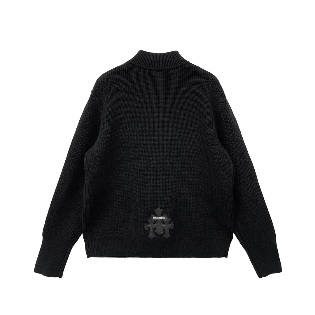 Chrome Hearts Cashmere Triple Cross Patch Half Zip Sweater - SHENGLI ROAD MARKET
